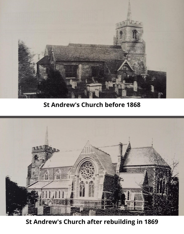 St Andrew's Church before and 