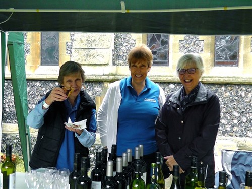 Cheers! The ladies serving wine