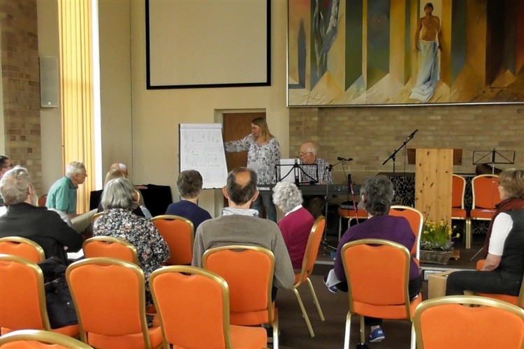 Harold and Katie led the music workshop to create a a hymn of thanks