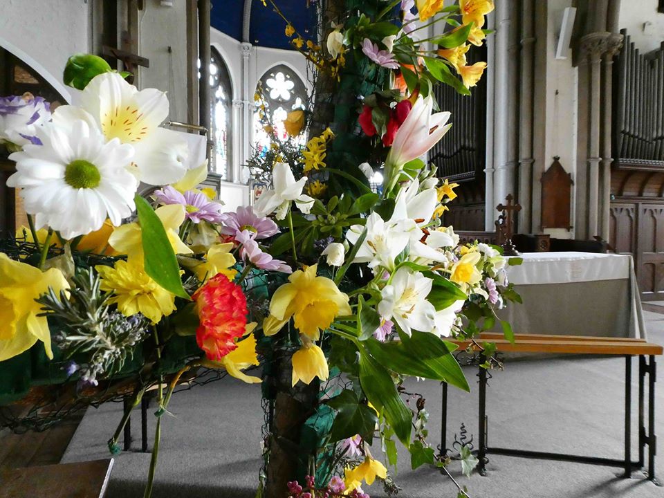 Easter Cross with flowers