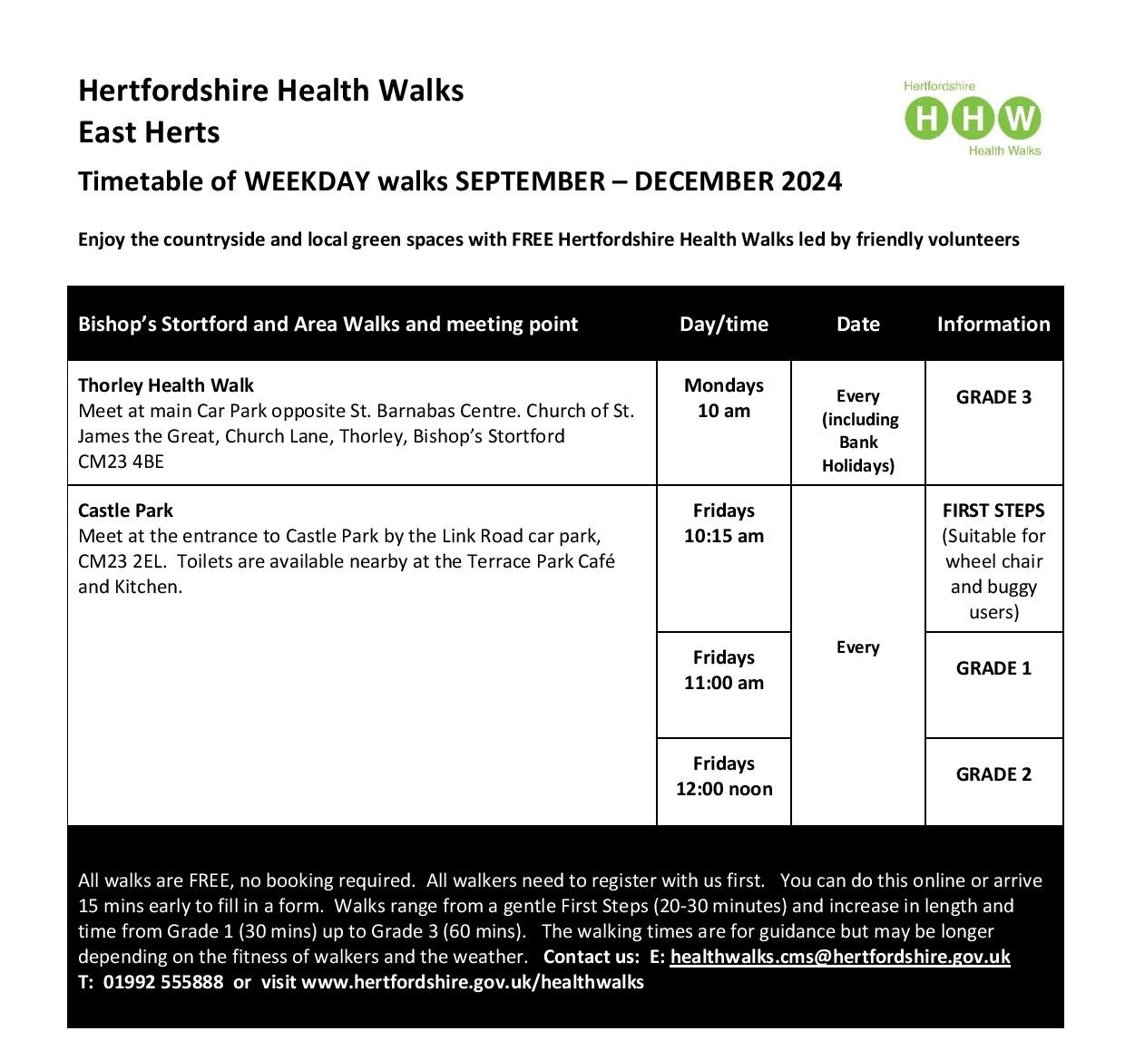 East Herts Health Walks Timeta