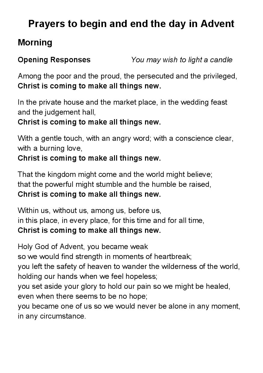 Advent Prayers to begin and en