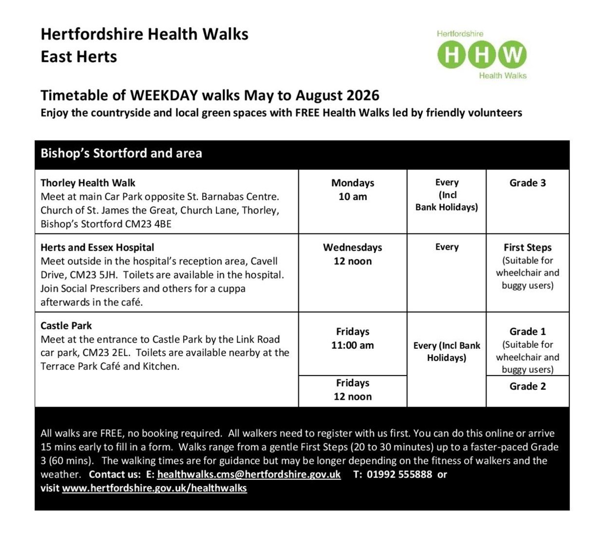East herts health walks timeta
